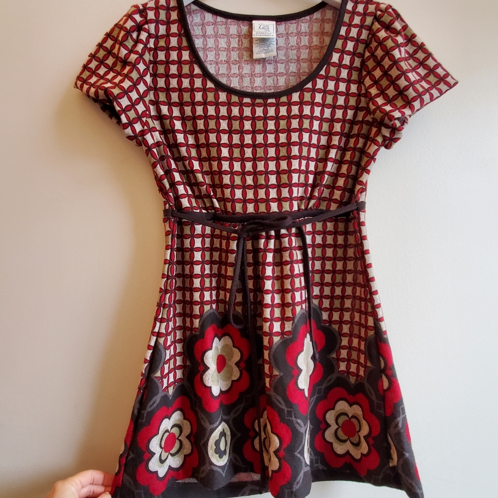 COPY - Vintage  Original stretchy knit top with strings - tie front, Small size